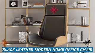 Black Leather Modern Home Office Chair - Upholstered High Back Executive Chair