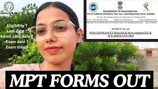 PGPCET Forms Out🥳| Maharashtra MPT Govt. or Private colleges forms out | Poornima Sharma #mpt