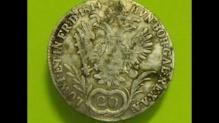 20 krajcarów z 1814 roku, Franciszek II Habsburg - wykopki sreberko hammered coin