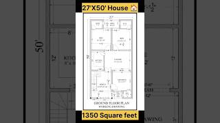 27' X 50' House Plan | 27 by 50 home Plan | 27*50 Ghar ka naksha with 2BHK Parking #shorts