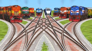 8 INDIAN VANDE BHART & SUPER FAST RAILGADI CROSSING AT Realistic CURVED BIRCHED RAILROAD TRACK TRAIN