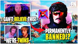 Streamers React To DrDisrespect PERMANENTLY BANNED on Twitch | Tfue Reacts To Logan Paul Comparison