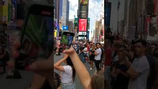 Nyc street jumping over the guys#viral#viralshorts #fun#timessquare#tiktok #fypシ #shorts#subscribe#