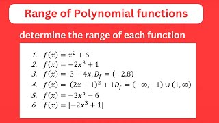 How to find range of polynomial functions solved problems