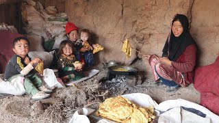 Afghan Village life | Twin Children Life in A Risk Cave | Cooking style Food