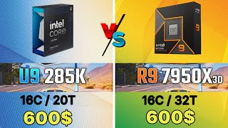 Intel ultra 9 285K VS İ9 14900K VS R9 9950X VS R7 7800X3D VS R9 7950X INTEL 285K GAMİNG Test leaks