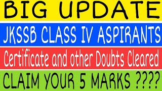 BIG UPDATE FOR JKSSB CLASS IV ||OFFICIAL NOTIFICATION|| CLAIM YOUR 5 MARKS NOW!! 😱😱😱