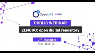 Webinar | Zenodo: open digital repository | 2022.12.07