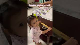 Paratha making by kid #kids #kidsfun #babygirl #trendingshorts #youtubeshorts #ytshorts #shorts