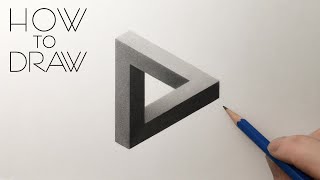 How to draw  a Trick art triangle. simple & easy way 3D optical illusion triangle pencil sketch