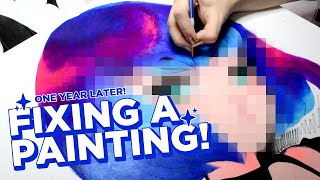 FIXING A PAINTING! ★ How to repaint over a failed canvas