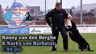 WUSV Universal Sieger 2019 World Championships Ronny van den Berghe & Korky von Barbatus C 94 pts