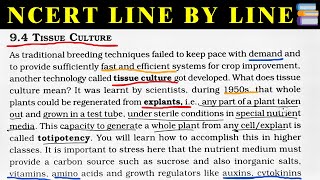 Tissue culture class 12 neet ncert line by line explanation