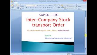 SAP SD : STO - Inter Company Stock transport Order Process and Configuration