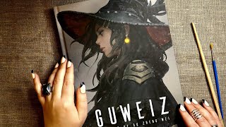 ASMR  Book The Art of Guweiz 📕 Page Turning & Tracing ✨ Soft Spoken & Reading