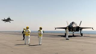 British F-35Bs landing on HMS Queen Elizabeth