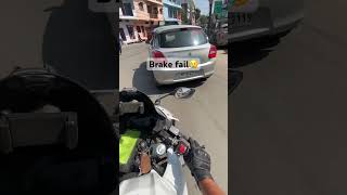 Brake fail 🥺 #shorts #shortsvideo #whitedevilrider #yamahar15v4 #motorcycle #bikelife