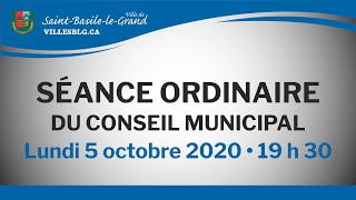 Séance ordinaire du conseil municipal - 5 octobre 2020