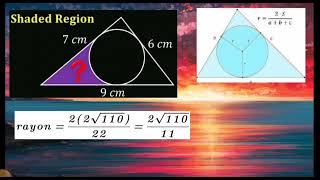 Heron's Formula, aire d'une partie circulaire, rayon d'un cercle inscrit dans un triangle!!!