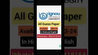 Ignou guess paper #2023-24-25 WhatsApp:- 8603418154. Order Now. In English & Hindi