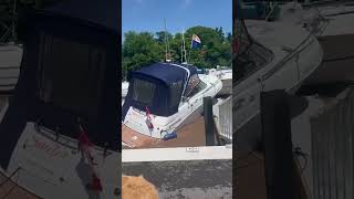 Boats getting destroyed after a storm in Oakville harbour