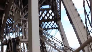 Walking down Eiffel Tower Paris France