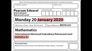 Edexcel IAL Maths - S1 - January 2020