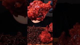 Spicy Spicy 🌶 🔥 Chicken With Black Bean Noodles #shorts :)#trending #foryou #viralvideo #eatingsound