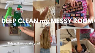 DEEP CLEAN my MESSY ROOM with me| this will motivate you*