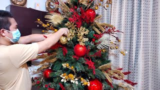 Decorating Home for Christmas 2021: GOLD & RED CHRISTMAS TREE THEMED