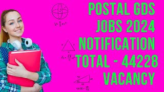 Postal GDS Jobs Notification 2024 #postal #postaljobs #gds #job #governmentjobs #postalgds #viral