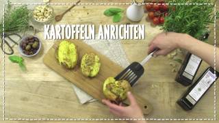 Ofen-Quetschkartoffeln Cashew-Creme & Antipasti