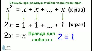 2 = 1 ДОКАЗАТЕЛЬСТВО | НАЙДИТЕ ОШИБКУ | MindYourDecisions на русском