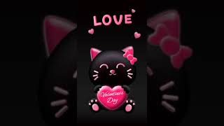 Luxurious pink love font cat for Valenti Animated