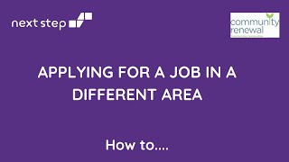 Next Step - How to apply for a job in a different field