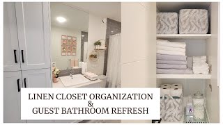 How to organize your Linen Closet || Guest Bathroom #Cleaning #cleaningmotivation #cleanwithme2022