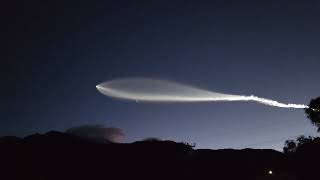 Falcon 9 rocket launch as seen from Palm Springs, California.