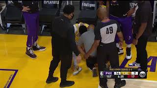 Anthony Davis re-injures groin & leaves the game after trying to rush back from injury 🙏