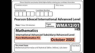 Edexcel IAL Maths - P2 - October 2022