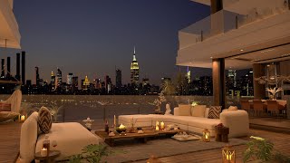 Tranquil Twilight Jazz Escape - 4K Peaceful Sanctuary in a Stylish Living Room for Relaxation, Focus