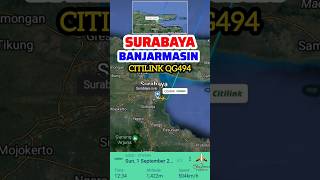 Surabaya to Banjarmasin Flight Route 🇮🇩 CITILINK QG494 1-9-24 #fyp #shorts #aviation #flightroute