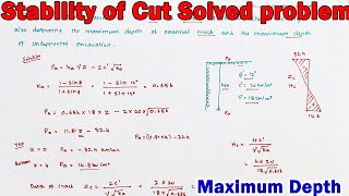 soil mechanics numerical | stability of slopes | active earth pressure & depth | stability of cut