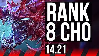 CHO'GATH vs SMOLDER (TOP) | Rank 8 Cho, 11/2/1, Dominating | NA Master | 14.21