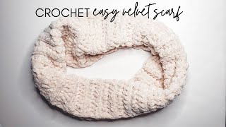 How to Crochet: EASY Velvet Scarf (Crochet Infinity Scarf)