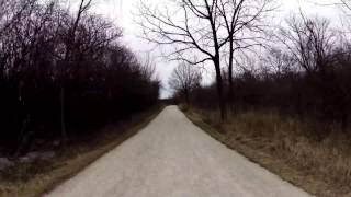 Cycling in Waterfall Glen from Lemont Road to the Waterfalls,, February, 2017,