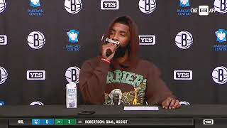 Kyrie Irving shuts down a hack reporter.