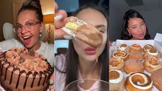 Tiktok mukbang compilation deserts part-89 | chocolates, churros, crumbl and more