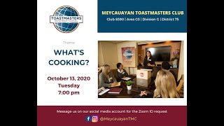 Meycauayan Toastmasters Club Meeting (Oct. 13, 2020) | Theme: WHAT'S COOKING