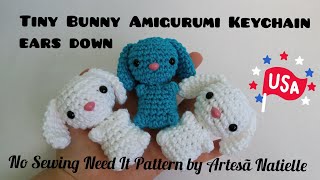 Bunny amigurumi keychain with no sewing need it (ears down)