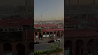 Unbelievable view of sunrise and Ghumbad E Khizra #ytshort #shorts #madina #masjidnabawi